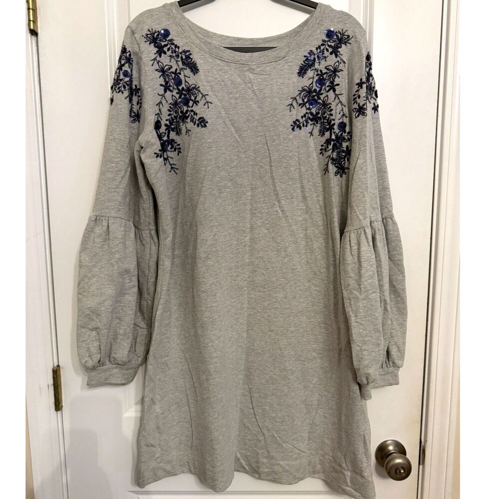 Lilly Pulitzer Gray Embellished Floral Dress – Women’s XL